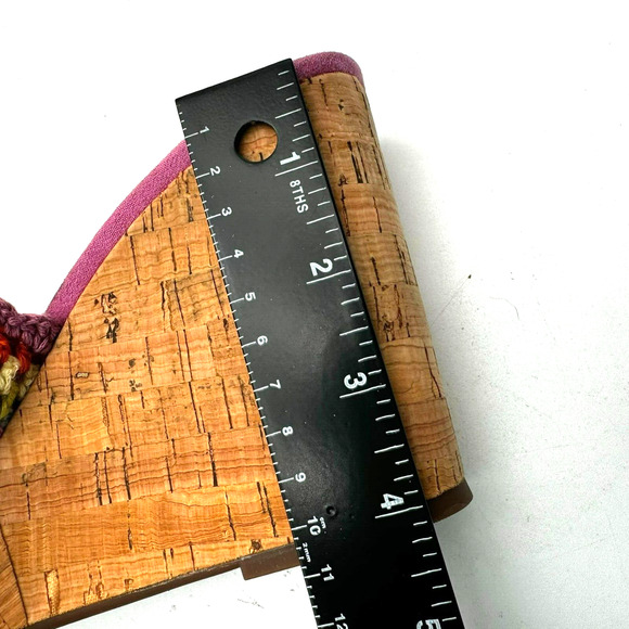 JESSICA SIMPSON 8.5 Purple Satela Cork Wedge Slip On Crochet Strap Sandals Y2K - Picture 8 of 9